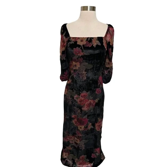 Sage The Label Black Velvet Maxi Dress Size Small Open Back - Picture 1 of 6